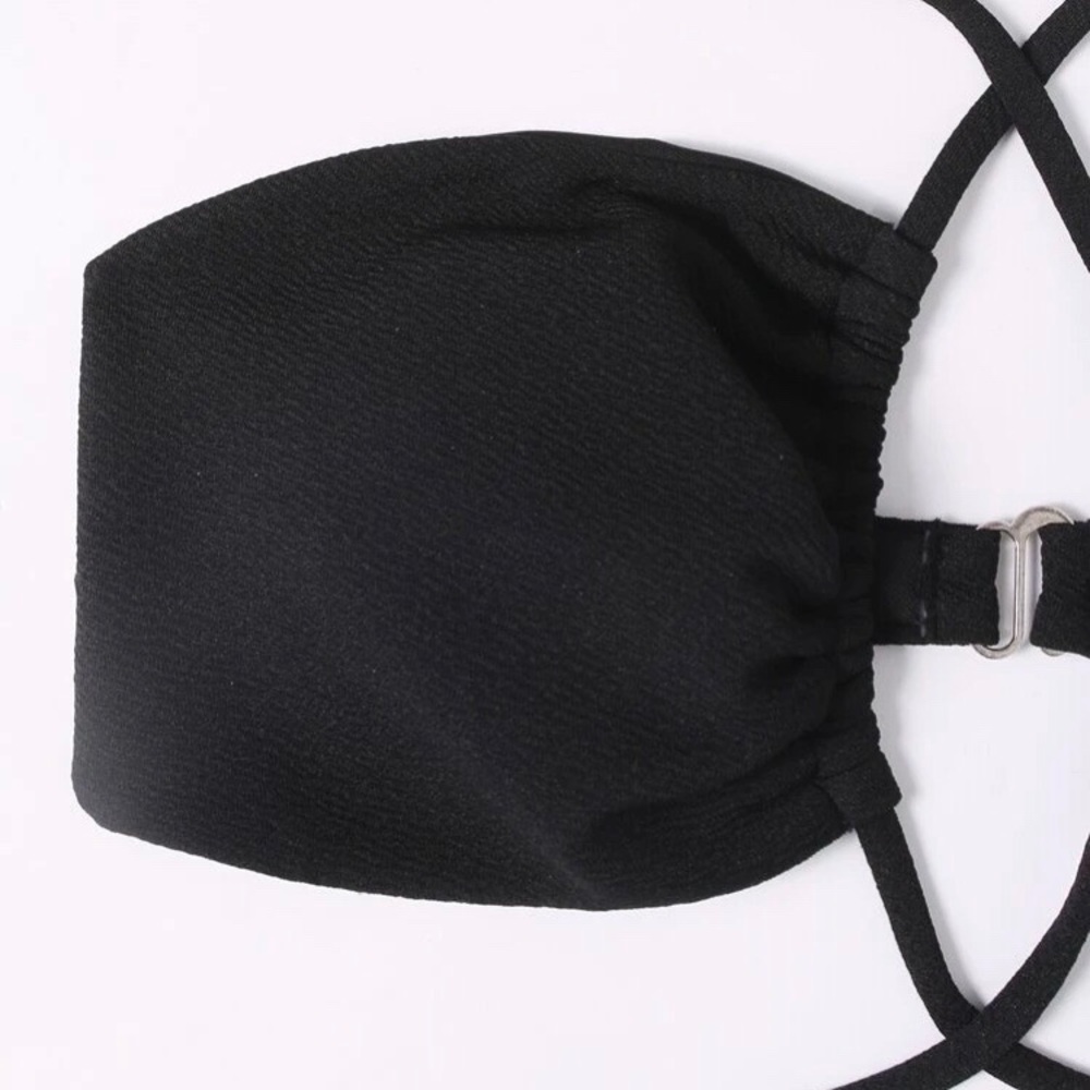 Sexy Black Strappy Halter Bikini - Picture 4 of 7
